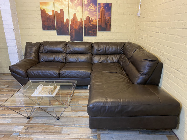 Comfy Brown Leather Corner Sofa