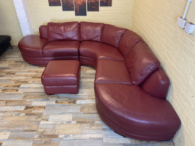 Pristine Red Leather Corner Sofa
