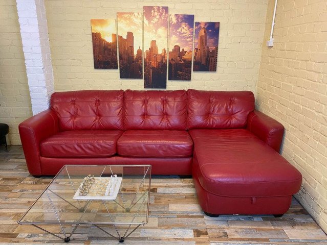 Perfect Red Leather Corner Sofa Bed
