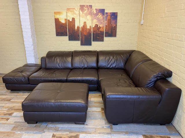 Sumptuous Brown Leather Corner Sofa