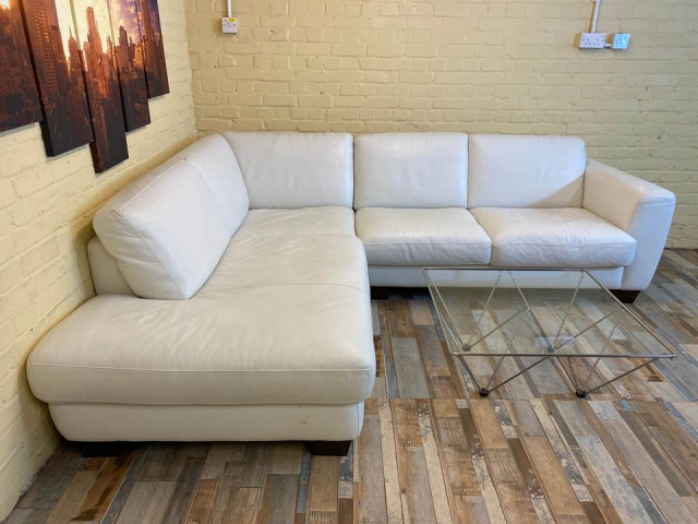 INCANTO Snow White Leather Corner Sofa (KT)