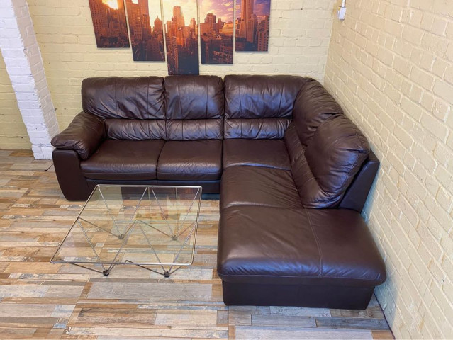Comfy Cosy Brown Leather Corner Sofa