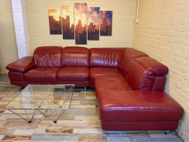 Passionate Red Leather Corner Sofa (KT)
