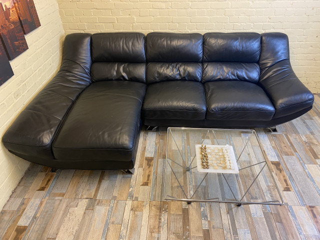 Gorgeous Black Leather Corner Sofa