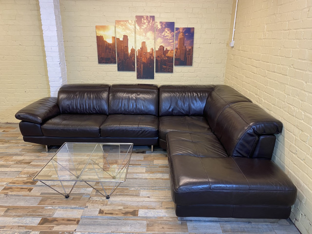 Dark brown Leather Corner Sofa