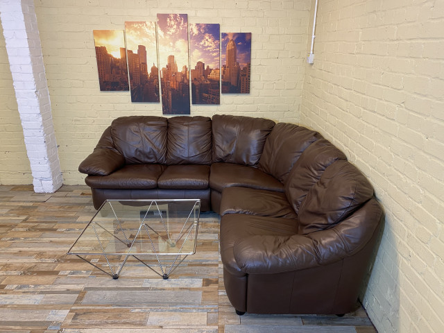 Comfy Cosy Brown Leather Corner Sofa