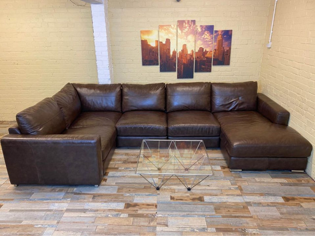 Impeccable Brown Leather Corner Sofa (ME)