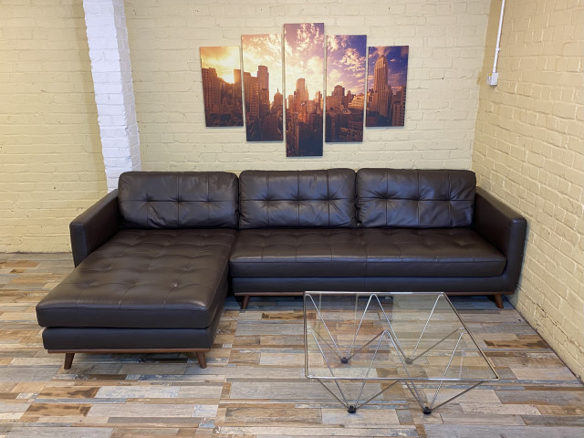 Dwell Superb Brown Leather Corner Sofa (ME)