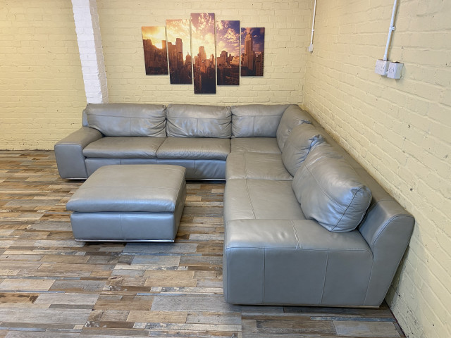 Chill Comfort Grey Leather Corner Sofa (ME)