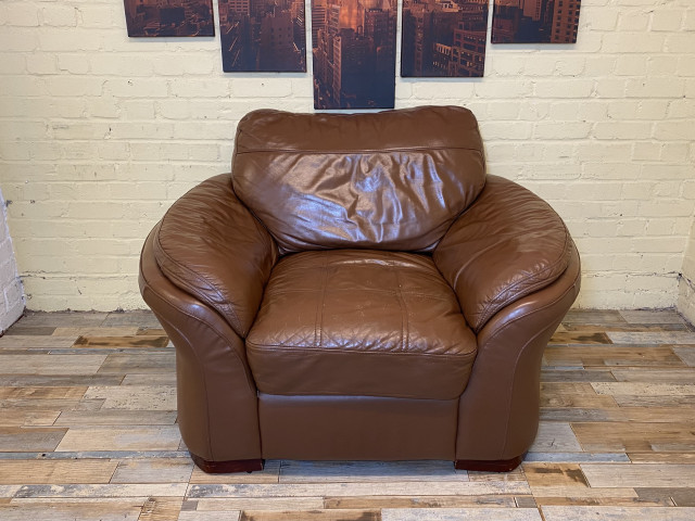 Deeply Comfortable Brown Leather Armchair (ME)
