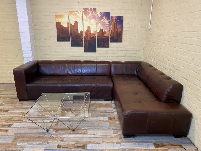 Rustic Thick Hide Leather Corner Sofa (ME)