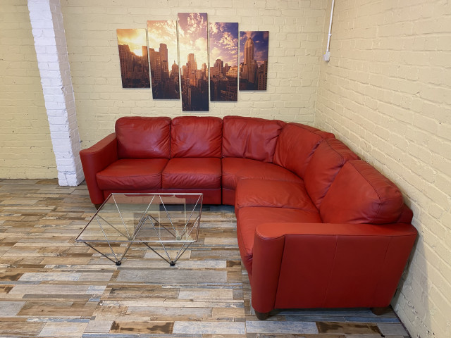 Pop Red Large Leather Corner Sofa (ME)