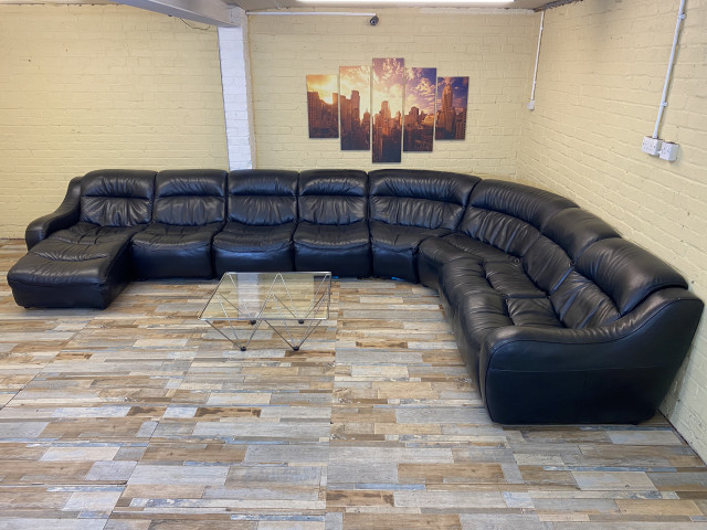 Luxury Supreme Black Leather Corner Sofa (ME)