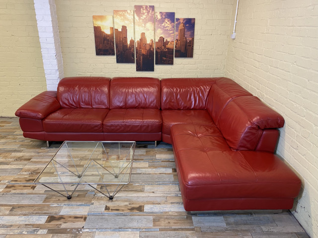 Passionate Red Leather Corner Sofa (KT)