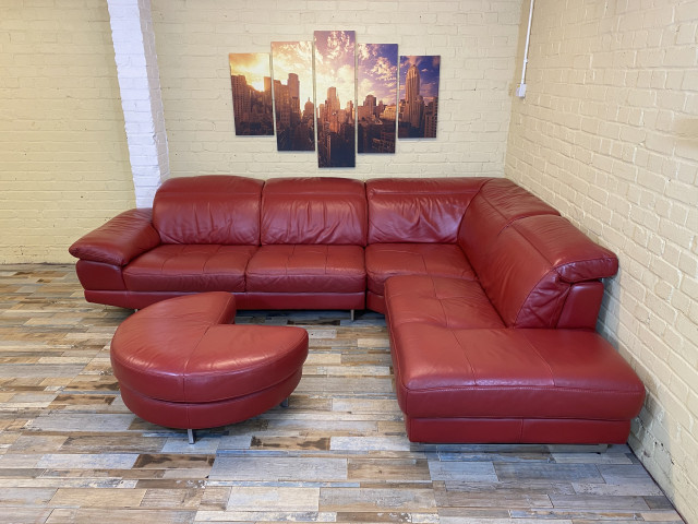 Red Delight Deep Leather Corner Sofa (ME)