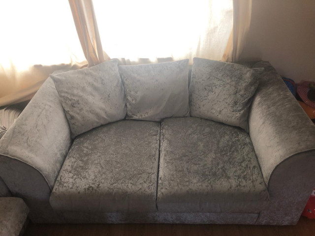Crushed velvet sofa