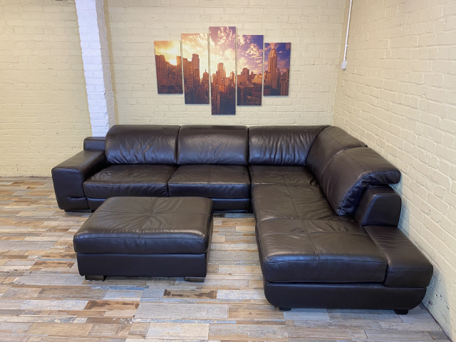 Pop Choc Large Brown Leather Corner Sofa (ME)