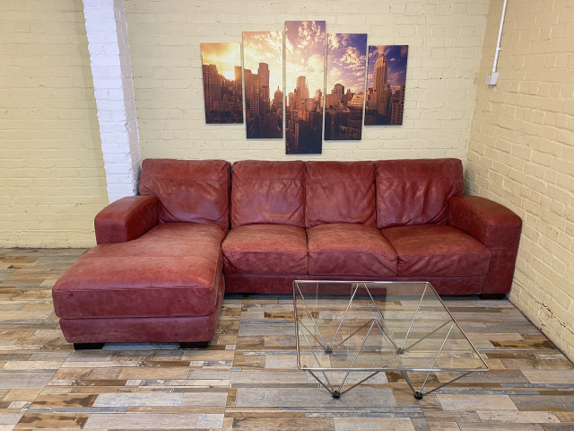 Reddy Rustic Large Leather Corner Sofa (KT)