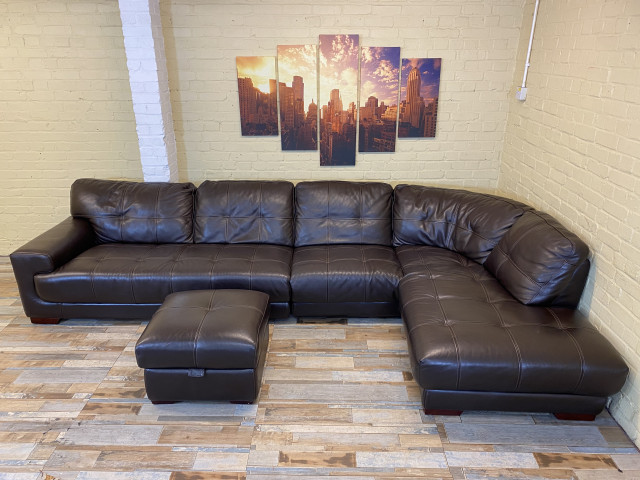 Ravishing Large Brown Leather Corner Sofa (KT)