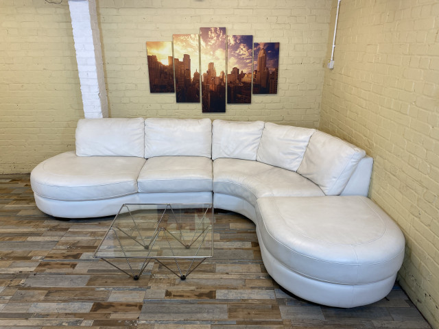 Pearly White Large Leather Corner Sofa (ME)