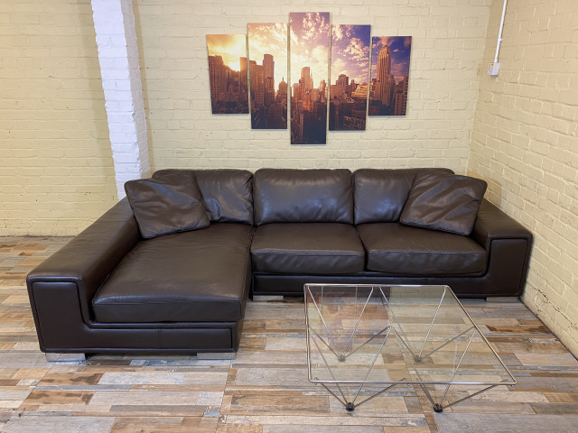 Luscious Large Brown Leather Corner Sofa