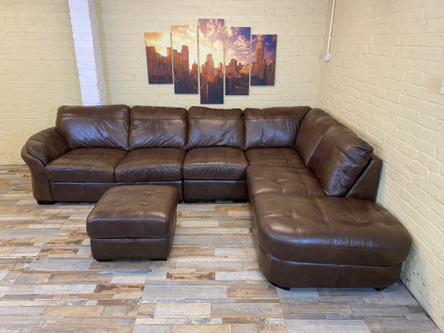 Supreme Modular Brown Leather Corner Sofa (KT)