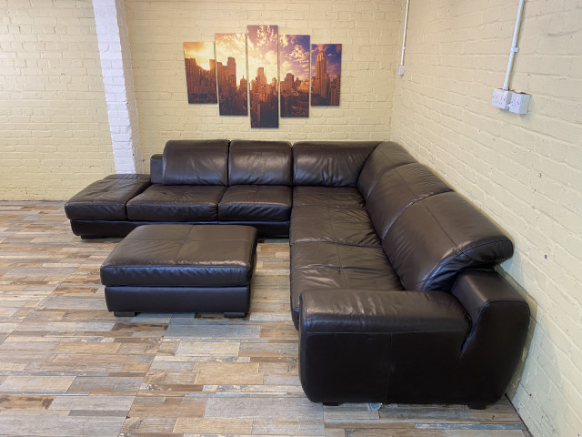 Huge Supreme Brown Leather Corner Sofa (ME)