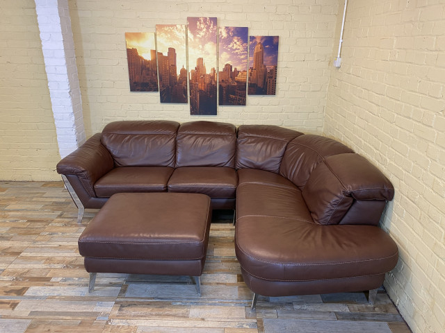 Fab Deluxe Brown Leather Corner Sofa (ME)