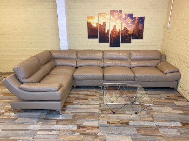 BeigeTASTIC Huge Leather Corner Sofa (ME)