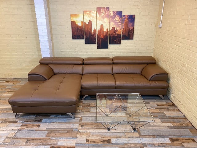 Brilliant Brown Leather Corner Sofa (KT)