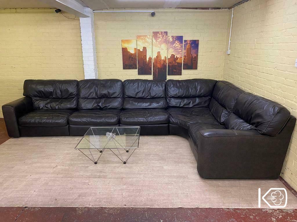 MASSIVE Reversible Brown Leather Corner Sofa