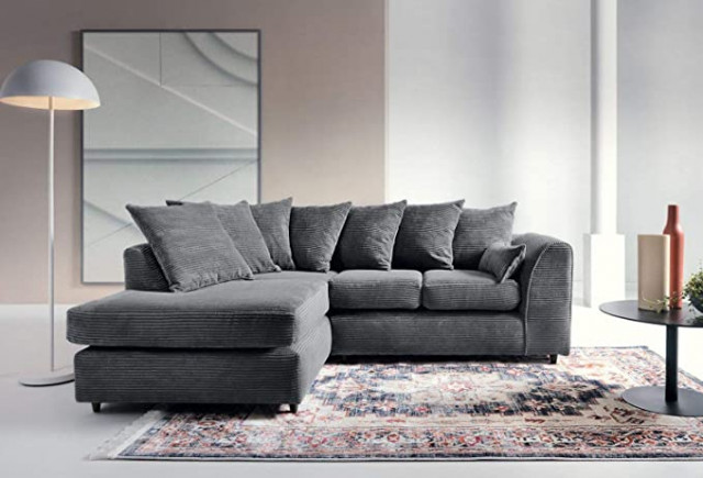 Abakus Direct Jumbo Cord Corner Sofa, Settee, Full