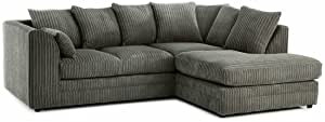 HHI Jumbo Cord Grey Corner Sofa for living rooms- 