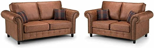 Brown 3+2 Seater sofas for living room | Faux leat