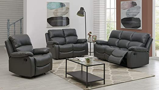 Bravich LUXURY Grey Gray Bonded Leather Recliner 2