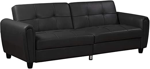 Zinc 3 Seater Faux Leather Sofa Bed with Hidden St
