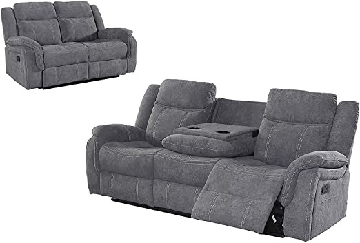 NEW Fabric Recliner Sofa in Grey | 3 seater and 2 