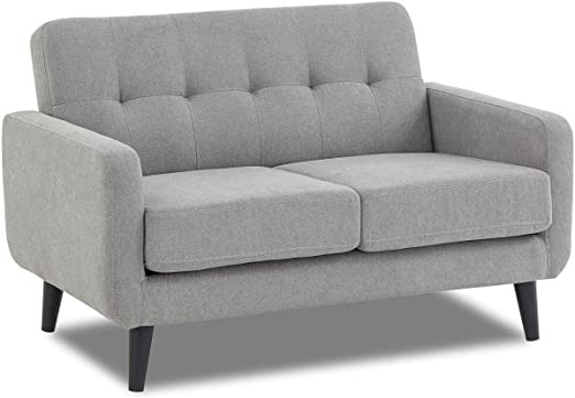 Compact Grey Sofa Fabric 2 Seater - Light Grey, Sc