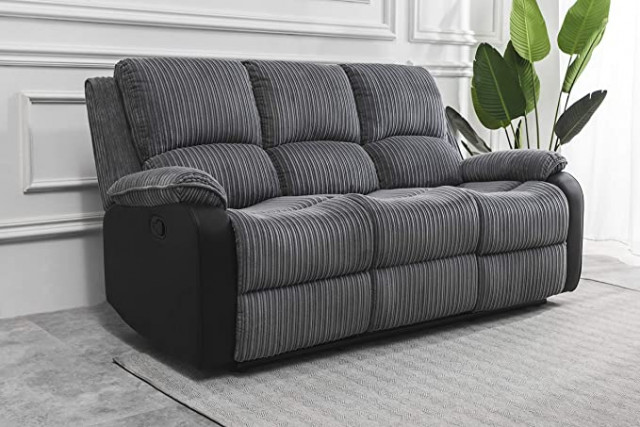 Living Room Jumbo Cord Fabric Recliner Lounge 3 se