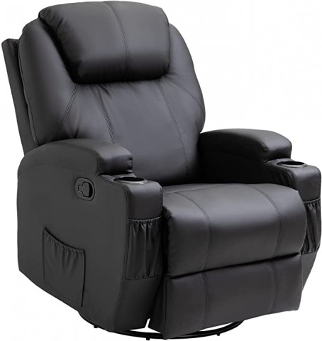 HOMCOM Recliner Sofa Chair PU Leather Armchair Cin
