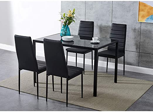 Dining Table and Chairs 4 Seater with Glass Room L