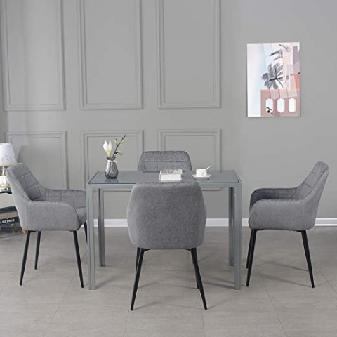 Panana Modern Gorgeous Glass Dinning Table with 4 