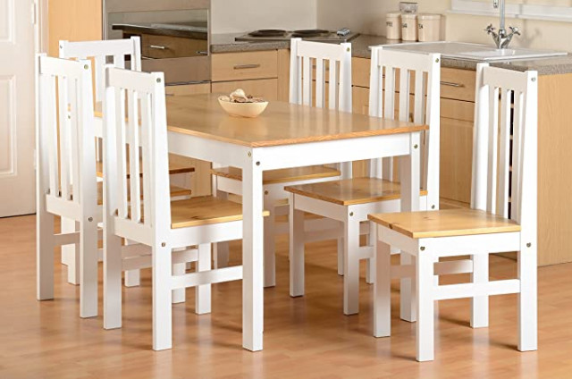 Seconique Ludlow Large Dining Set - White and Oak 