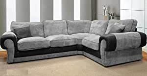 Grey/Black Jumbo Cord small 2C1 Corner sofas &