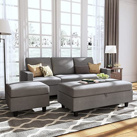 Nolany L-Shaped Corner Sofa 3 Seater with Storage 