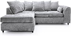 Harriet Corner Sofa - Light Grey Crushed Chenille 