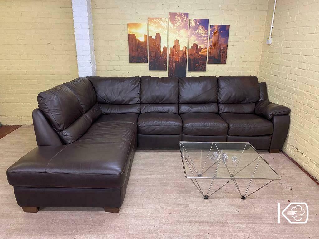 Italsofa Brown Leather Corner Sofa