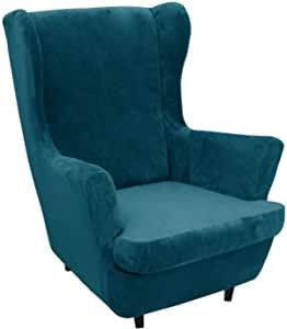 GYHH 2 Piece Velvet Plush Stretch Wingback Chair C