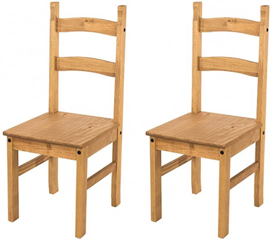 Homesource Pair of Corona Dining Chairs Solid Pine