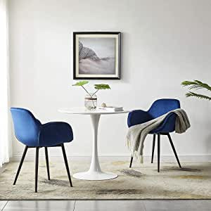 LeChamp Modern Accent Dining Chair with Steel Legs
